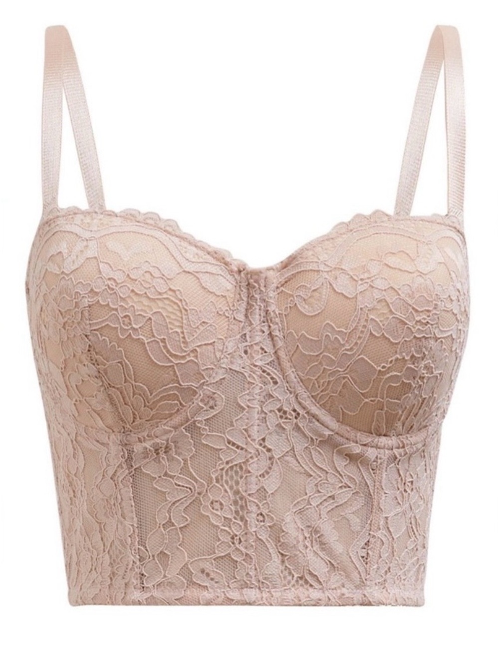 Chicwish Lace Longline Bustier Top - Nude